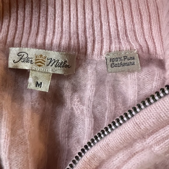 Peter Millar Cashmere 1/4 Zip Cable Knit Sweater Pink Women's M Runs Small - Picture 6 of 10
